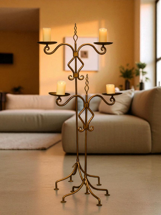 ALHAMBRA CANDLE STAND MATT GOLD (SET OF 2)