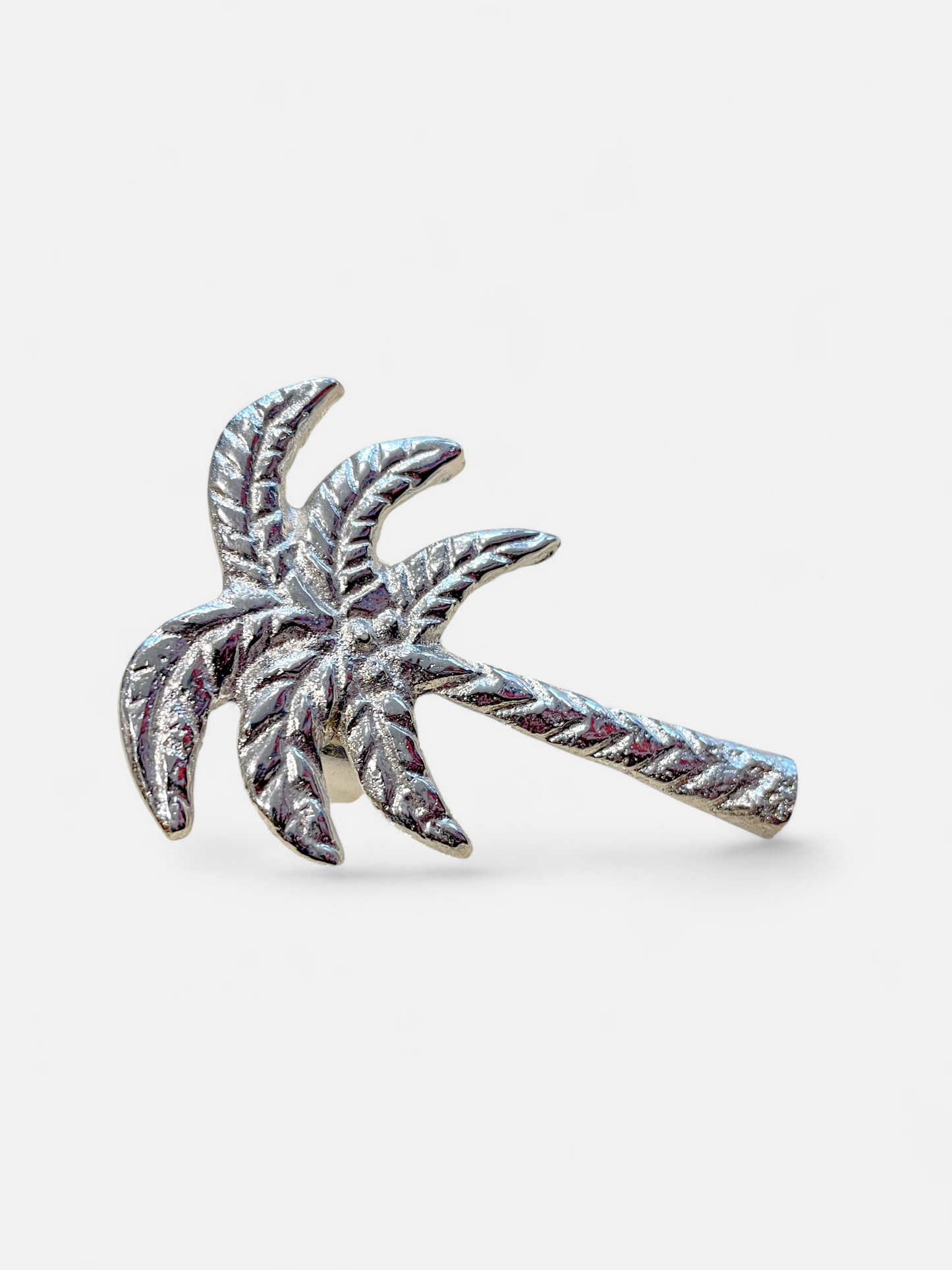 DESERT PALM NAPKIN RING METALLIC SILVER (SET OF 4)