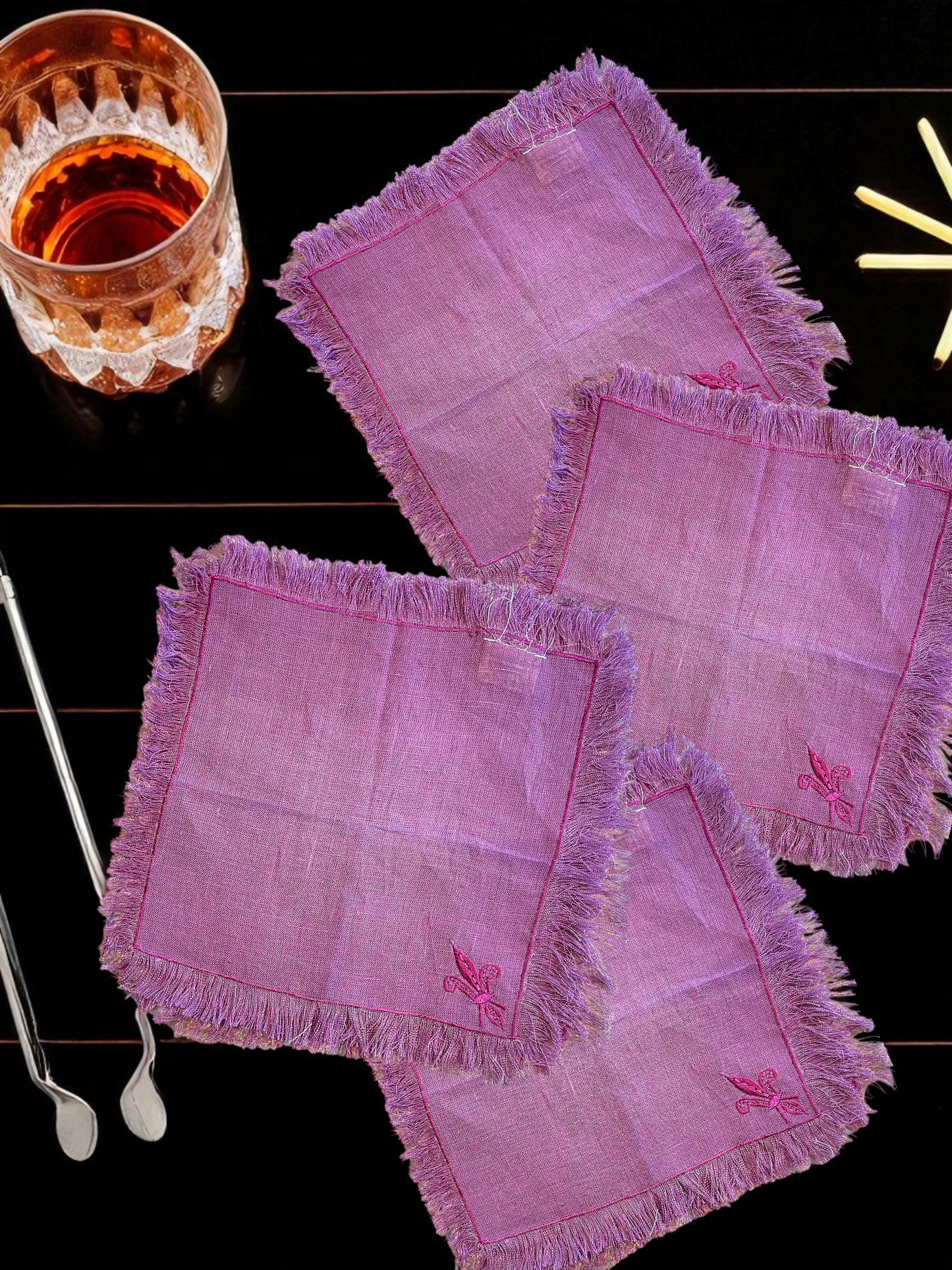 VELLURA COCKTAIL NAPKIN LEVENDER ROSE (SET OF 4)