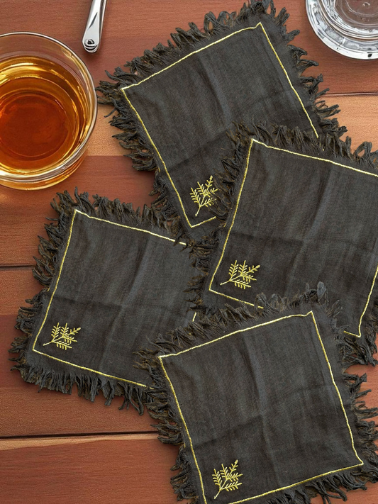 AURUM COCKTAIL NAPKIN BLACK (SET OF 4)