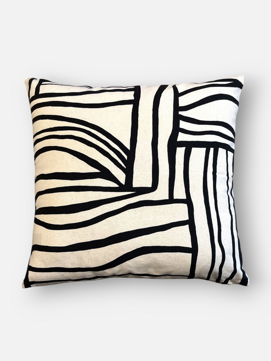 DUNE SKETCH CUSHION BLACK & IVORY 20 x 20 IN