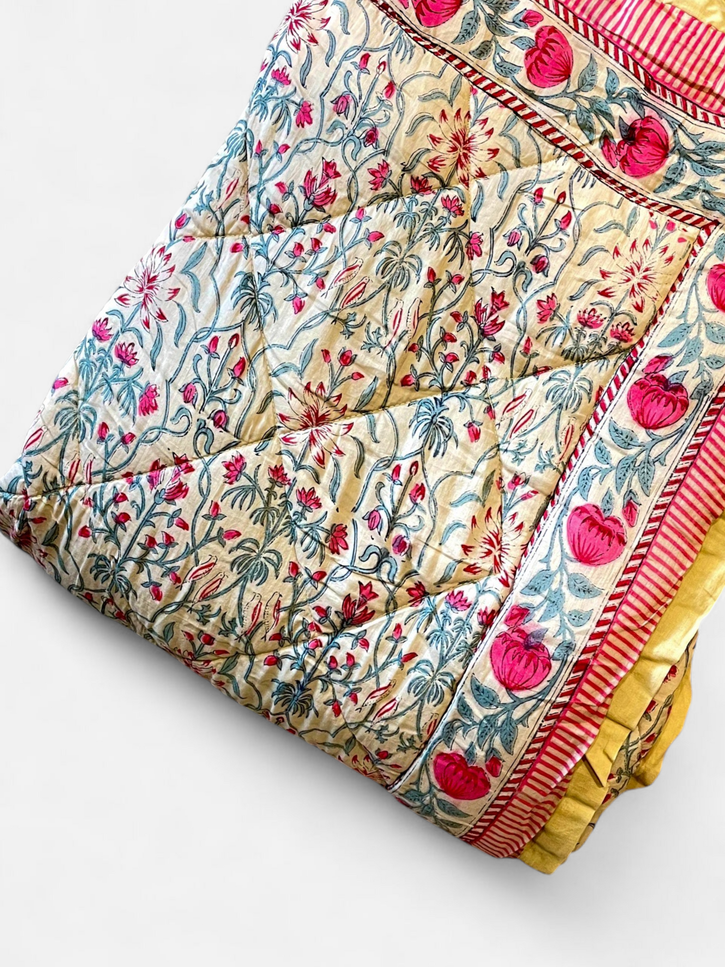 DEWDROP QUILTED COMFORTER SINGLE SOFT YELLOW 54 x 90 IN