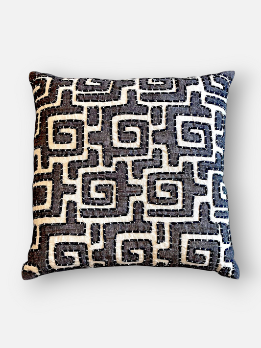NERO CUSHION CHARCOAL & IVORY 20 x 20 IN