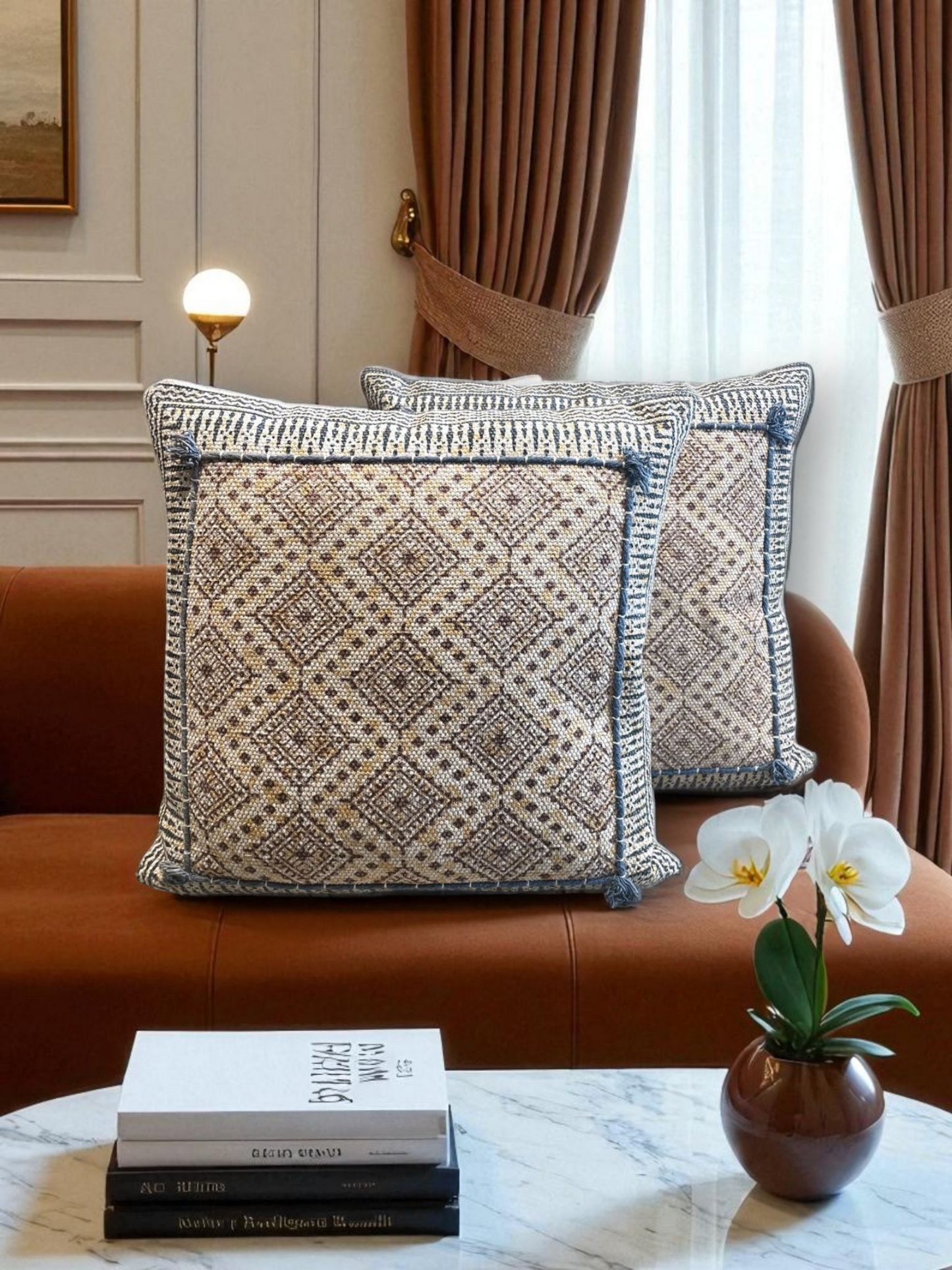 NIRALI WEAVE CUSHION LIGHT BEIGE 18 x 18 IN