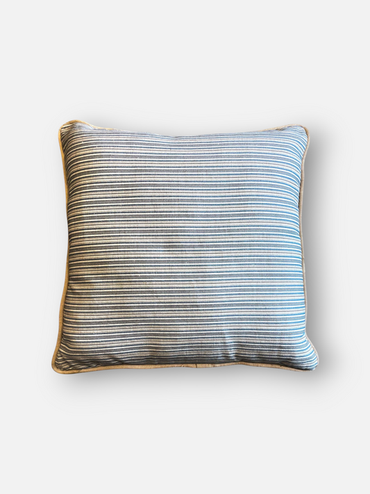 DORIAN STRIPE CUSHION BLUE & LIGHT GREY 15 x 15 IN