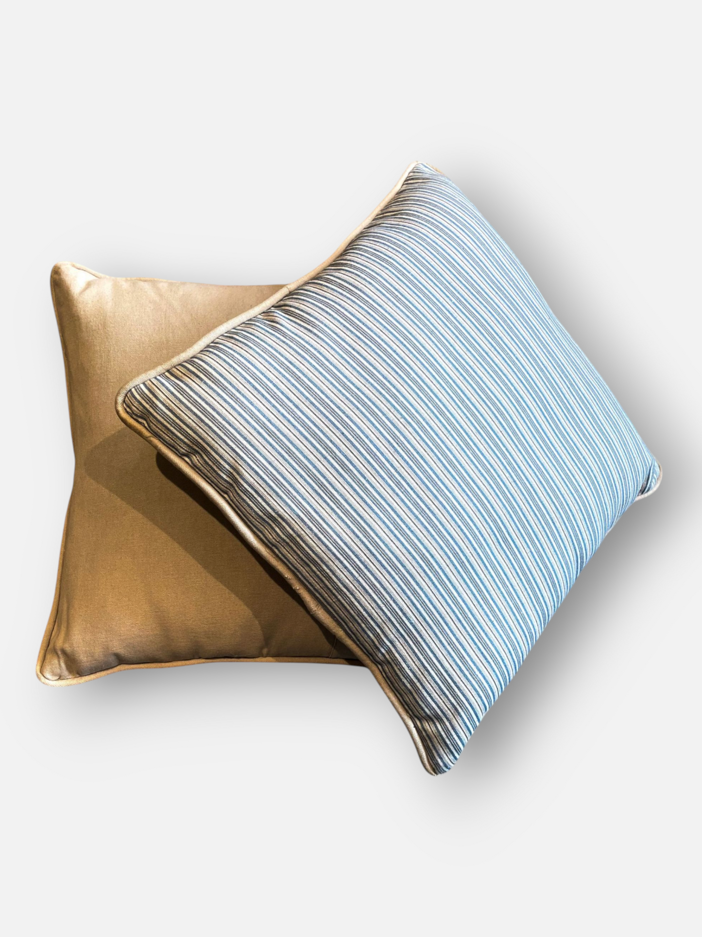 DORIAN STRIPE CUSHION BLUE & LIGHT GREY 15 x 15 IN
