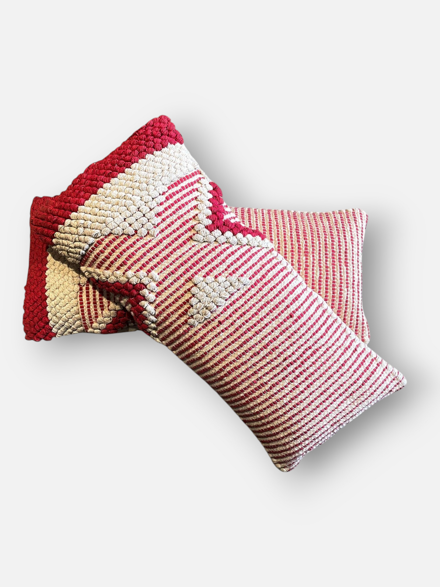 RUMI CHEVRON LUMBER CUSHION RED & NATURAL 26 x 12 IN