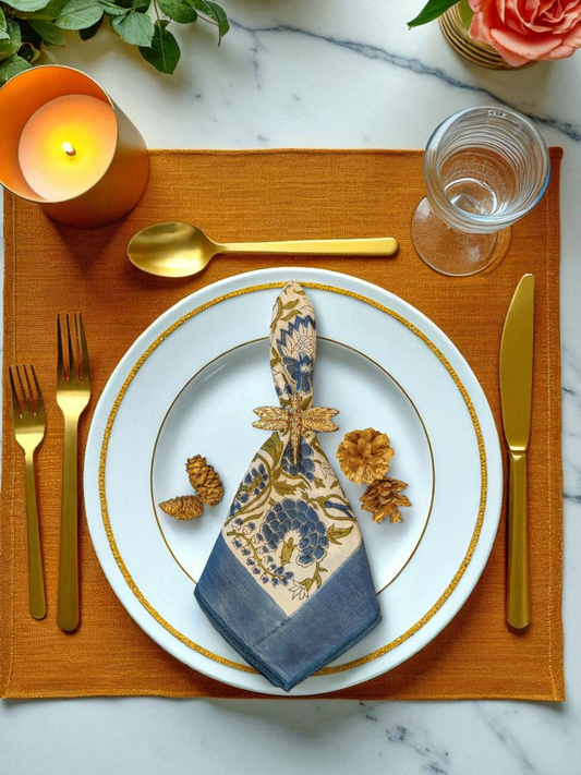 INDIGO FLEURS DINNER NAPKIN INDIGO BLUE (PER PC)