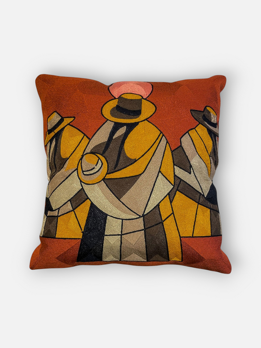 DORADO FIGURE CUSHION RUST & CHARCOAL 18 x 18 IN