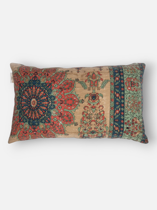 RAVAYA CUSHION MULTI & BEIGE 15 x 27 IN