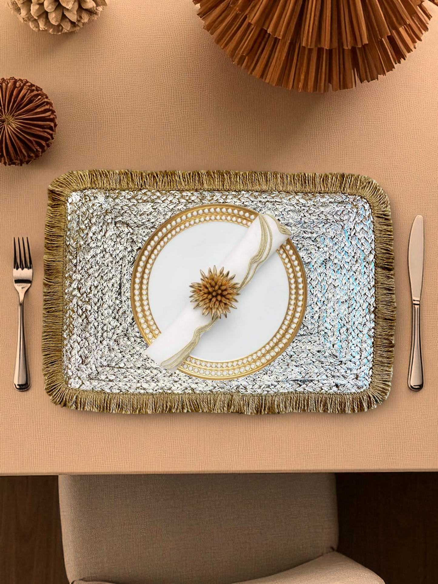 DUSKRA REC. TABLE MAT METALIC SILVER (PER PC)