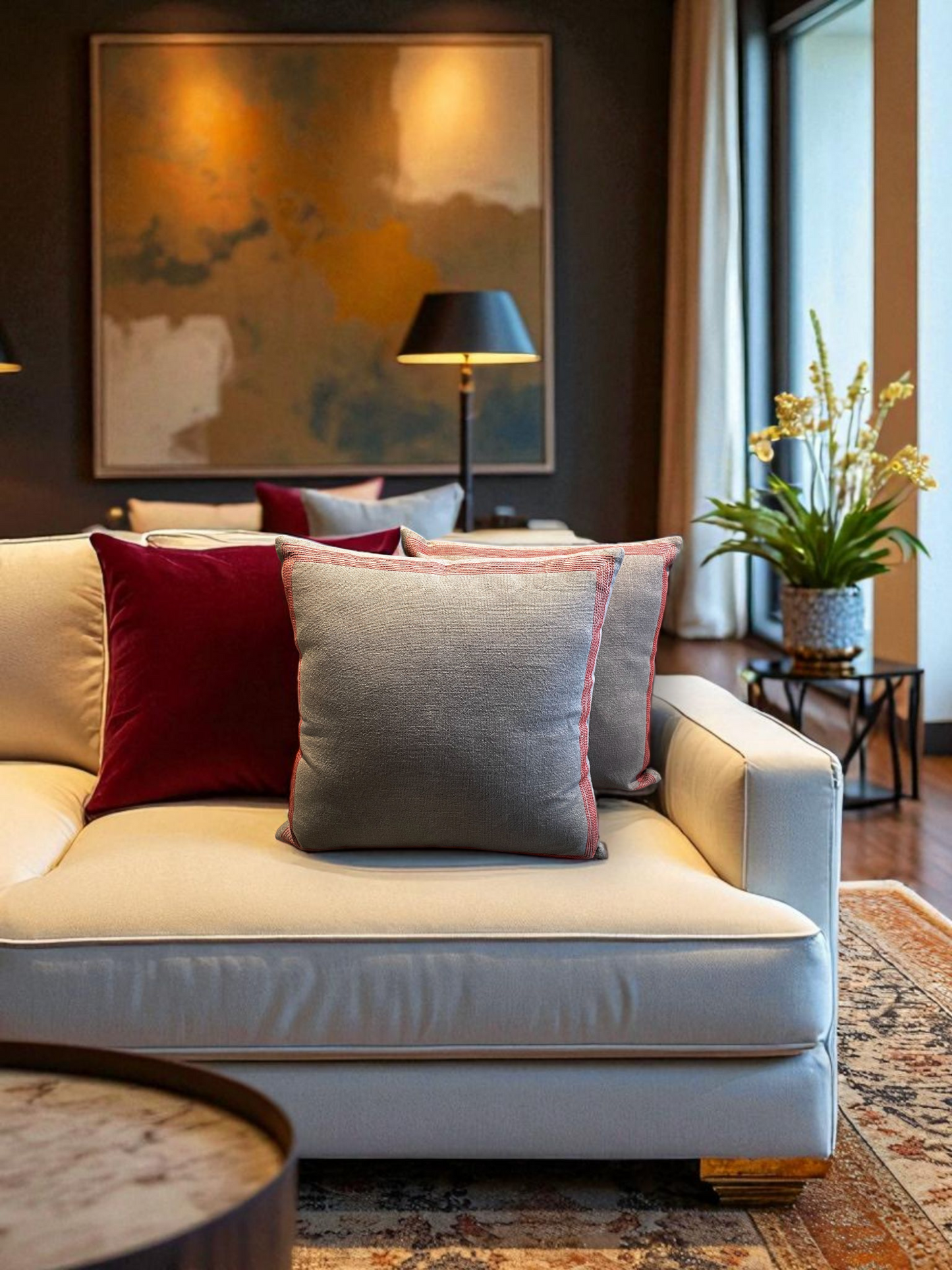DUNEFLARE LUXE CUSHION SLATE GREY 20 x 20 IN