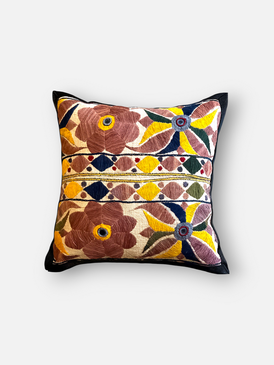RANG MAHAL CUSHION MUSTERED YELLOW 14 x 14 IN
