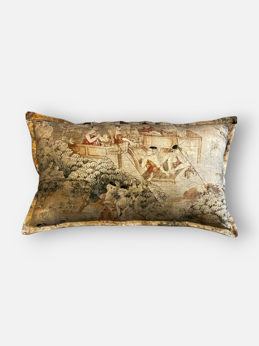 NESTLED LUMBER CUSHION ANTIQUE GOLD 22 x 13 IN