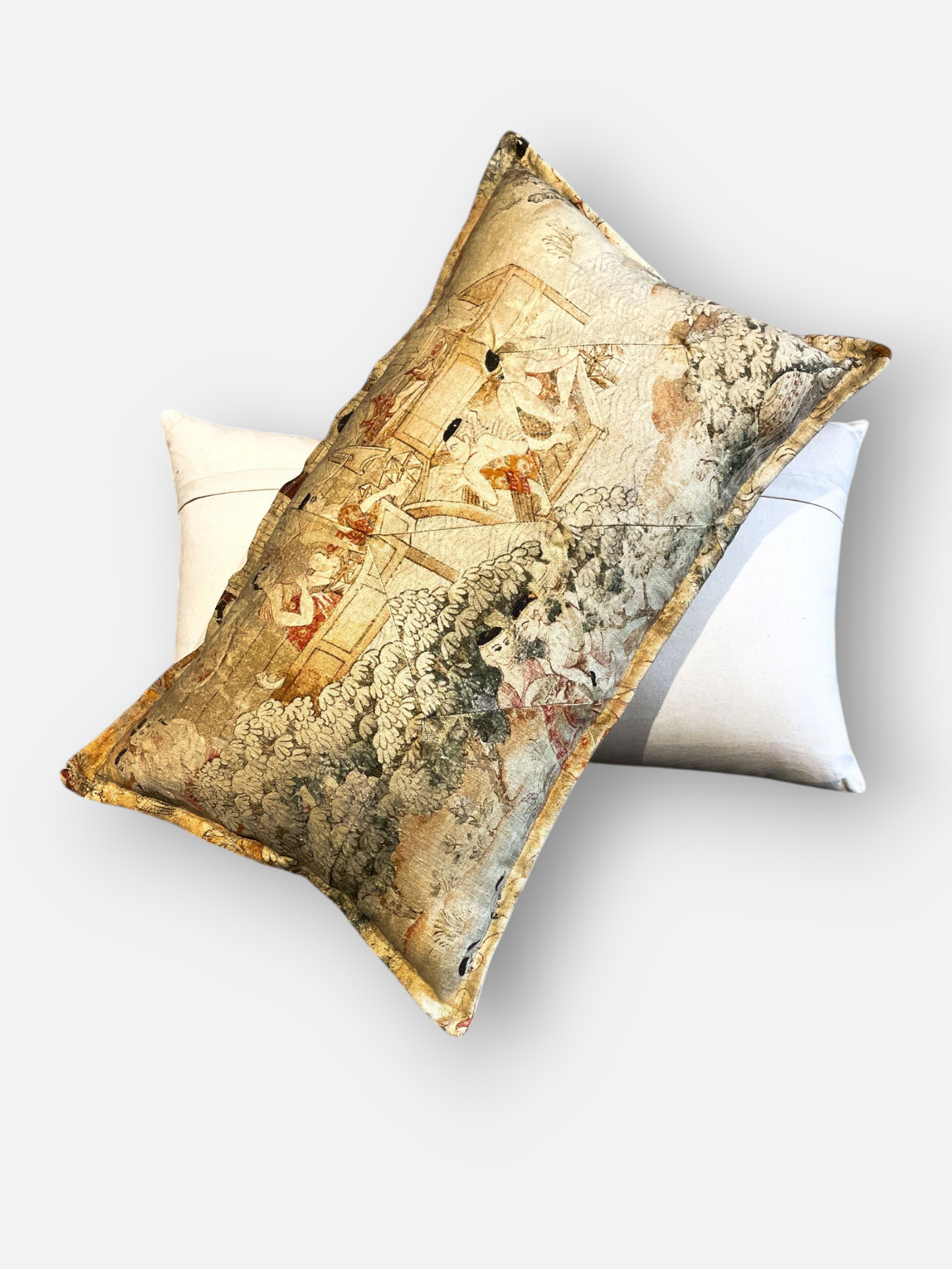 NESTLED LUMBER CUSHION ANTIQUE GOLD 22 x 13 IN