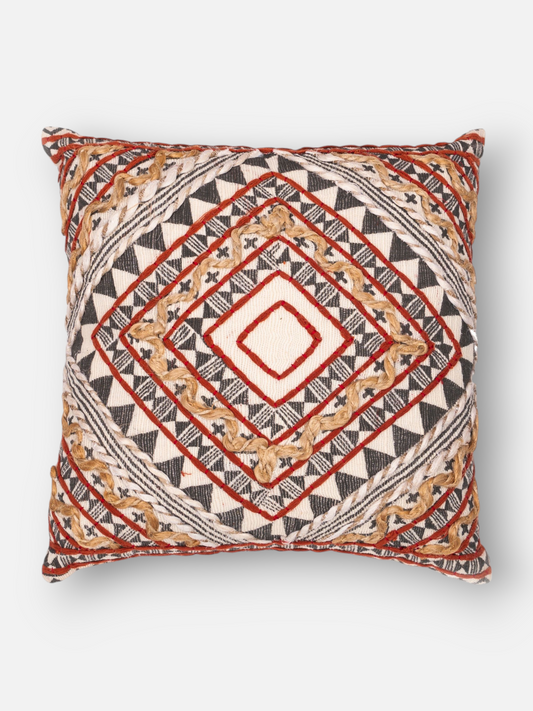 NAZARI TRACE CUSHION RUST & IVORY 18 x 18 IN