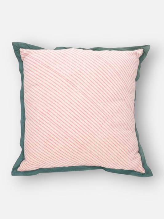DEWELLE STRIPE CUSHION BLUSH PINK 20 x 20 IN