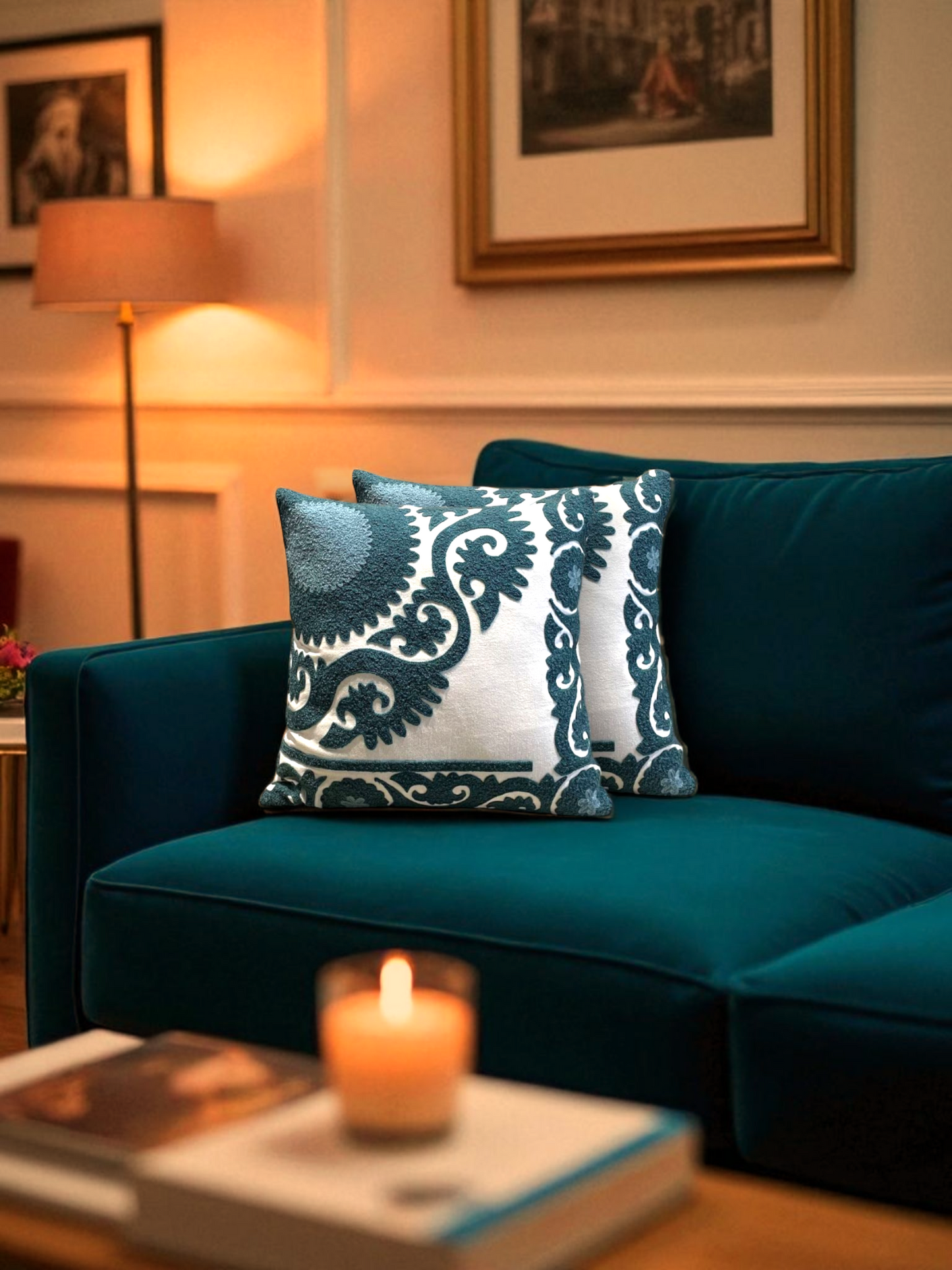 ROSANTA CUSHION DEEP TEAL 16 x 16 IN