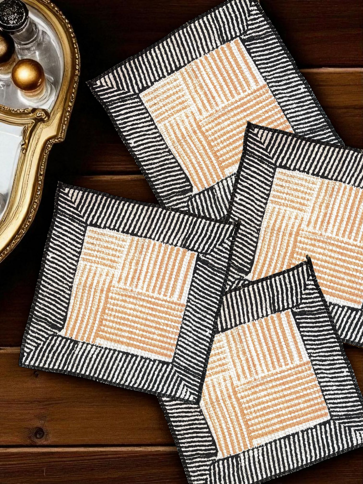 RIDGE WAFFLE HAND TOWEL BLUSH ORANGE (SET OF 4)