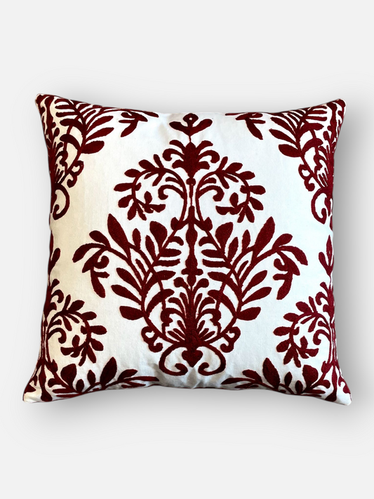 NOLITA CUSHION BURGUNDY & WHITE 18 x 18 IN