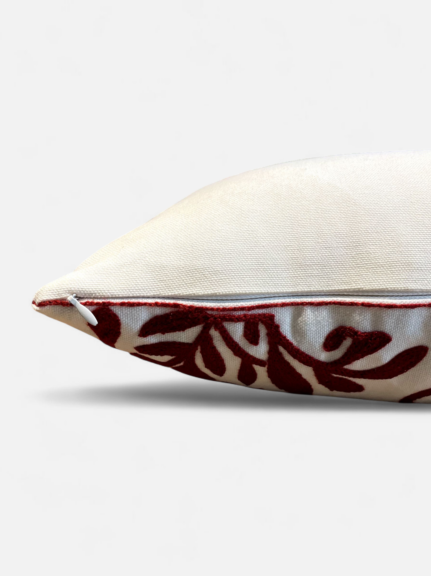 NOLITA CUSHION BURGUNDY & WHITE 18 x 18 IN