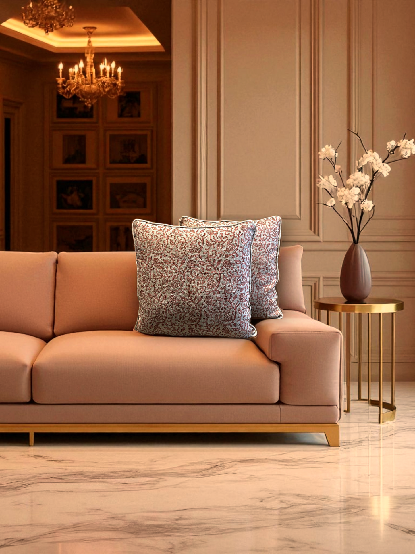 ROSAVINE CUSHION ROSEWOOD & IVORY 20 x 20 IN