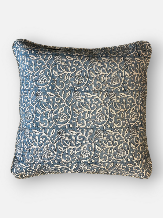 ROSAVINE CUSHION DUSTY BLUE & IVORY 20 x 20 IN