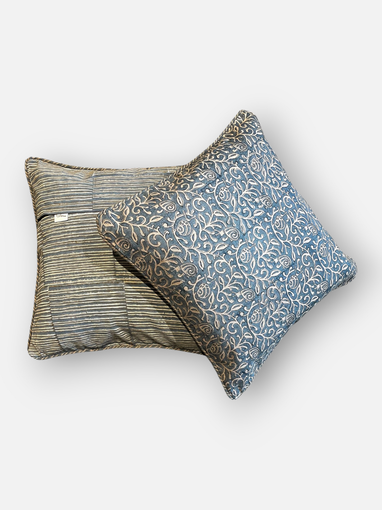 ROSAVINE CUSHION DUSTY BLUE & IVORY 20 x 20 IN