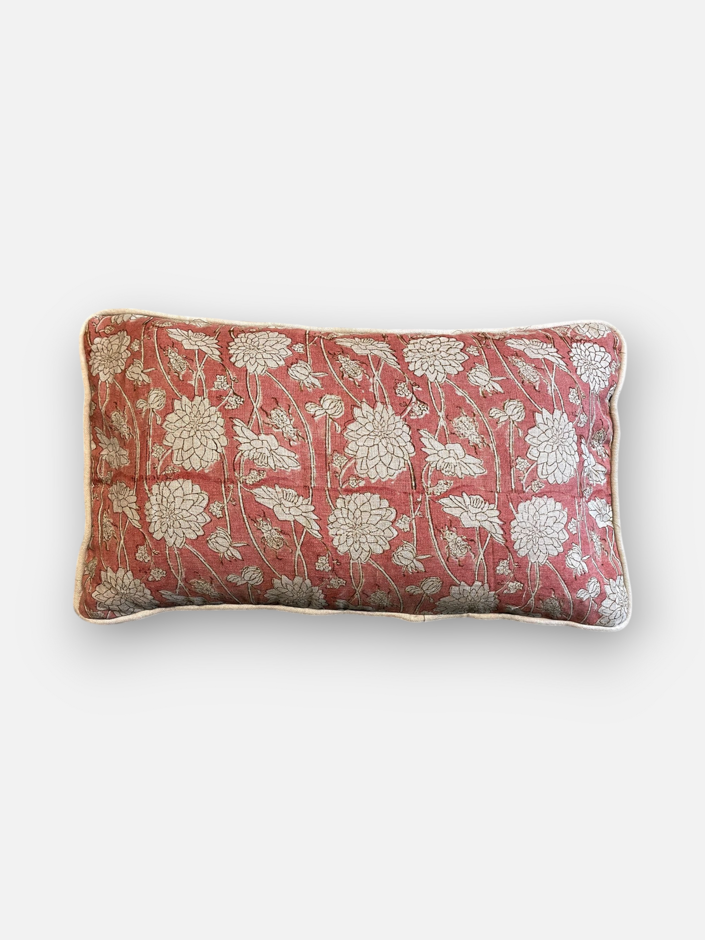 RHEVA BLOOM LUMBER CUSHION DUSTY ROSE 20 x 12 IN