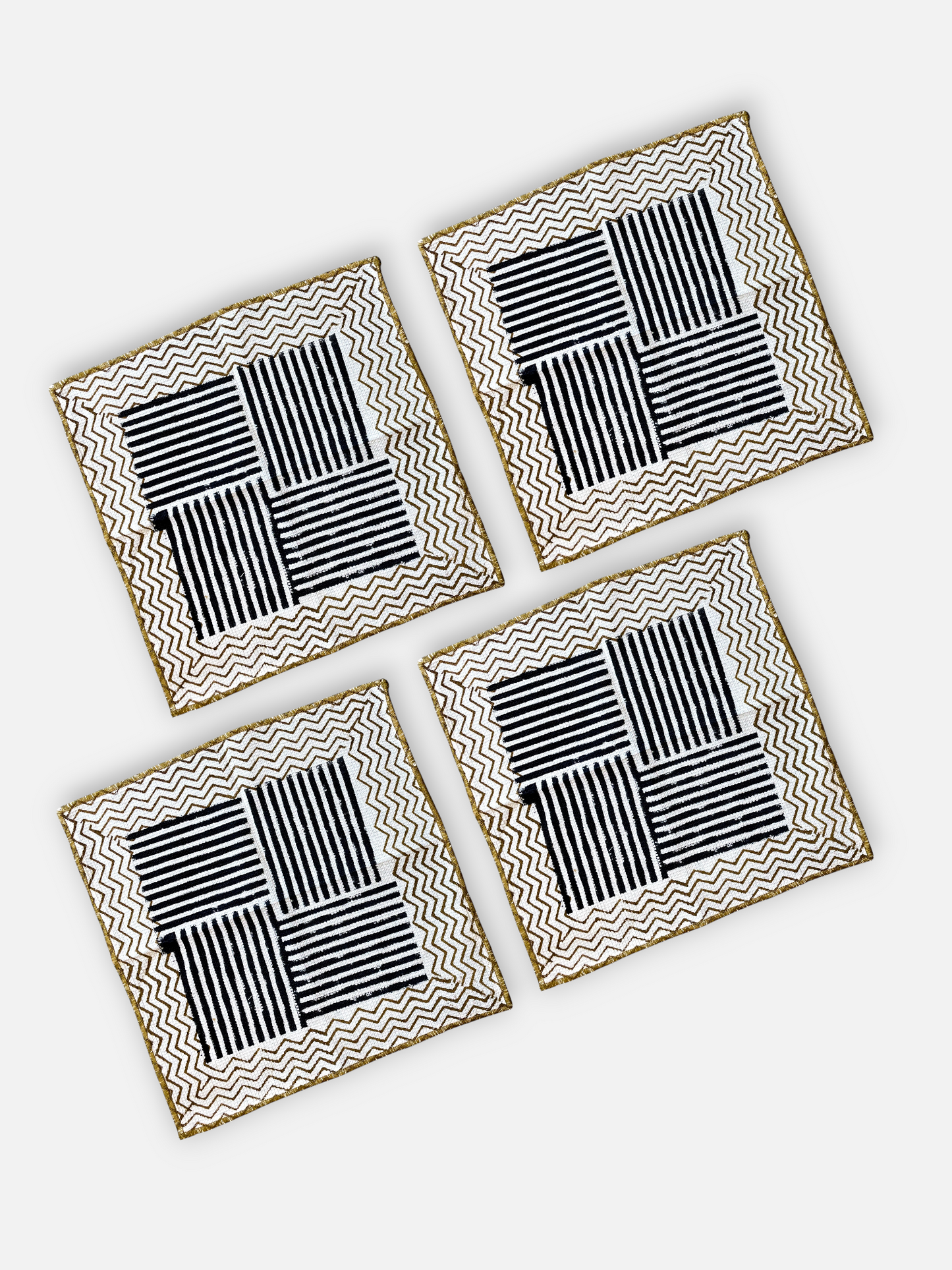 RIDGE WAFFLE HAND TOWEL BLACK (SET OF 4)