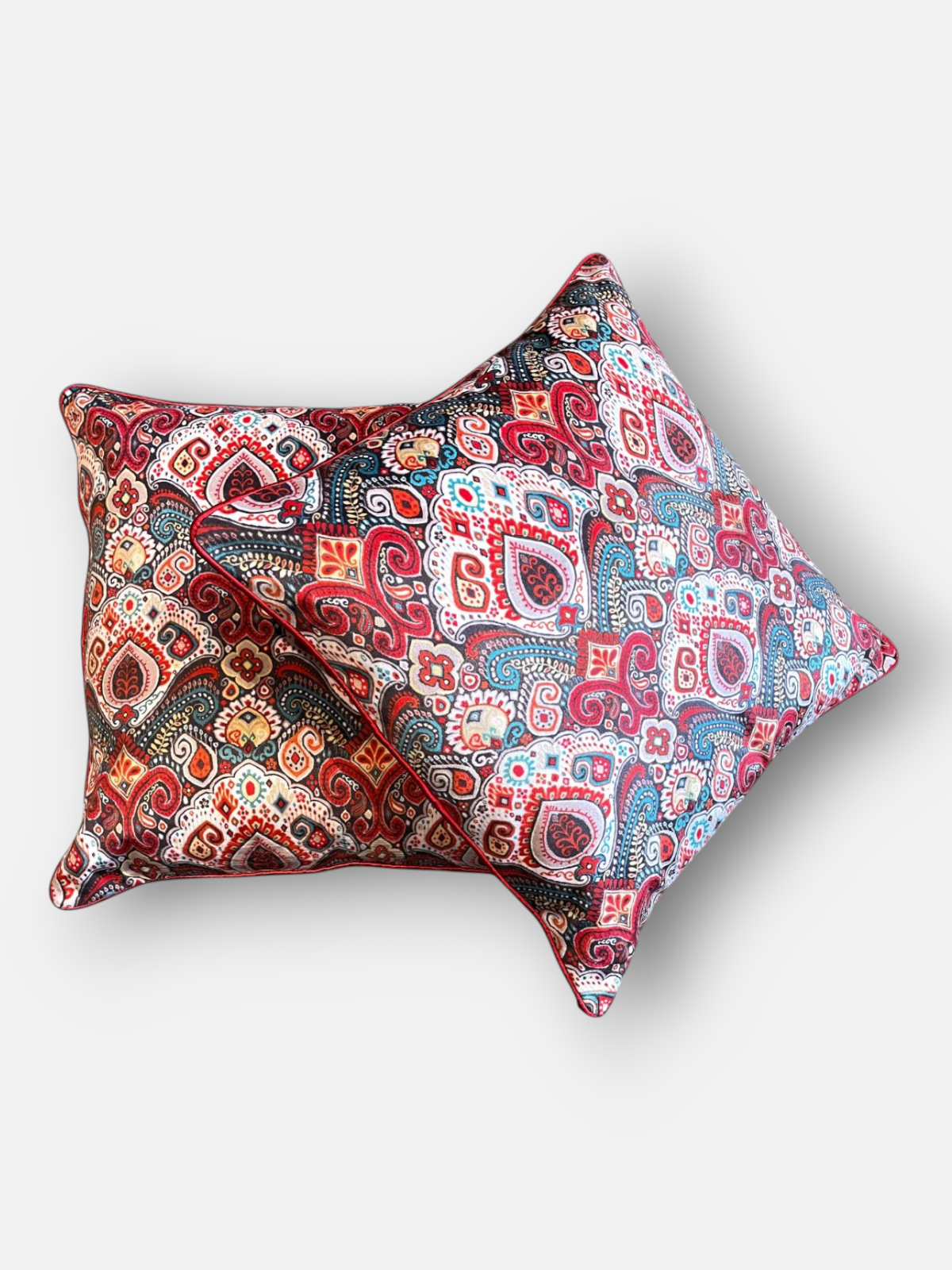 DUNE ROSE CUSHION RED & TEAL 18 x 18 IN
