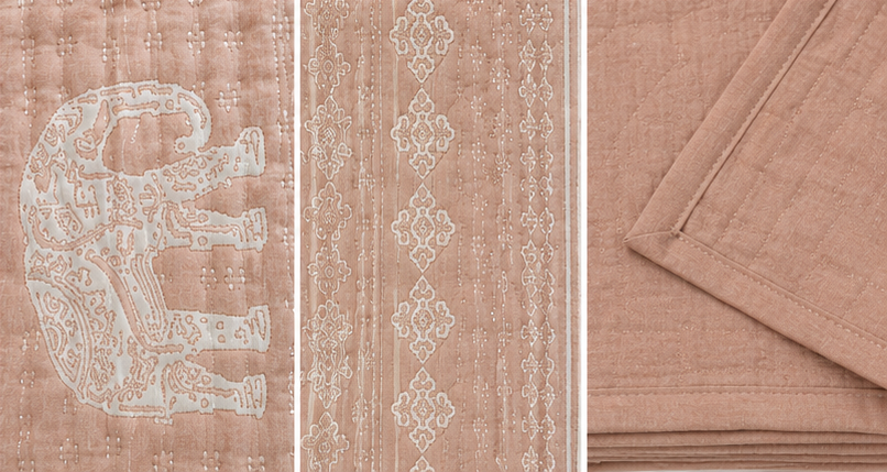 PEACH ELEPHANT BEDSPREAD 95X106 INCH