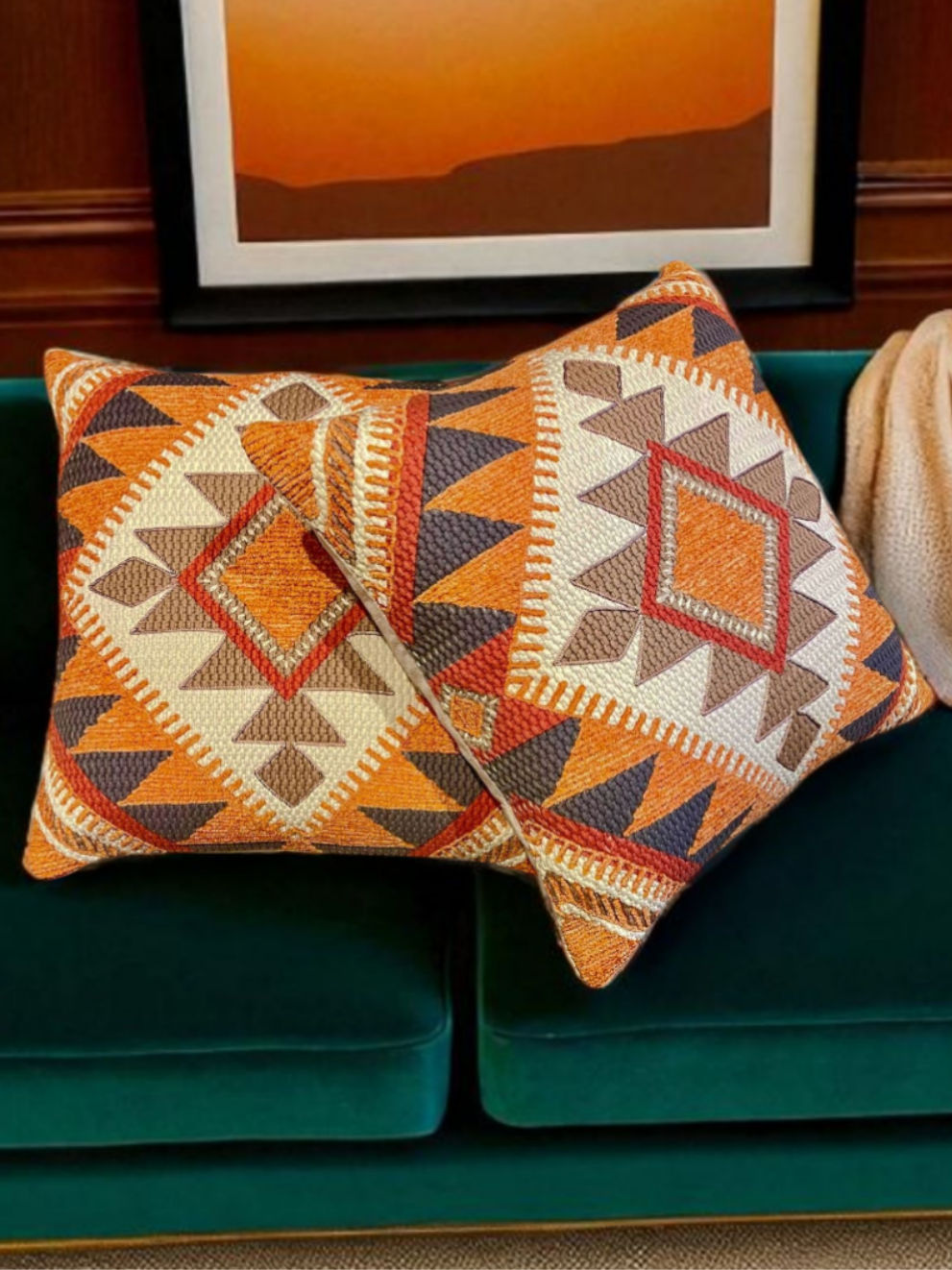 NOMIRA EMBER CUSHION BURNT ORANGE 20 x 20 IN