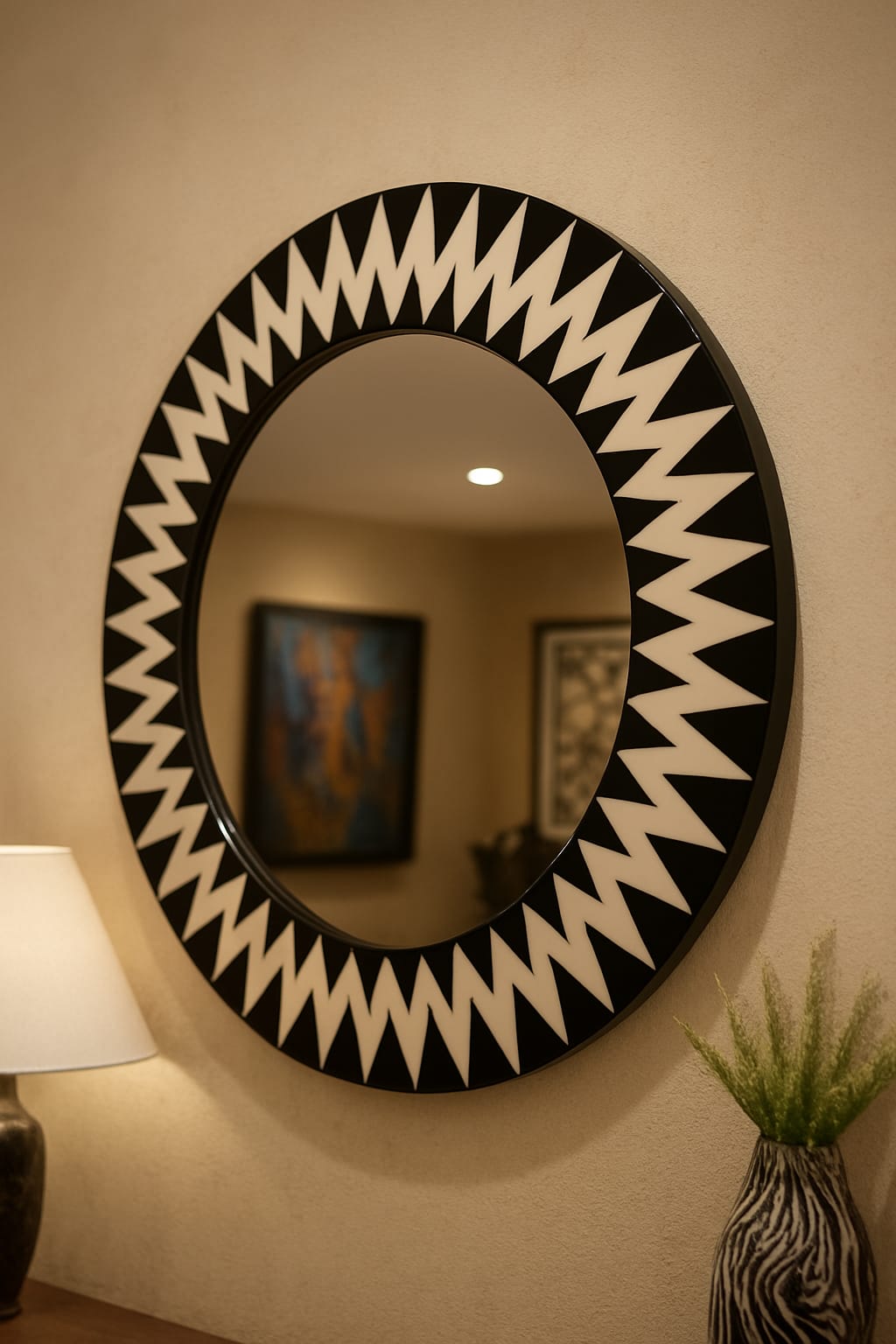 Monochrome Round Mirror