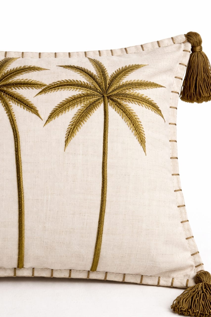 PALM BEACH DARK GREEN CUSHION 20X12 IN