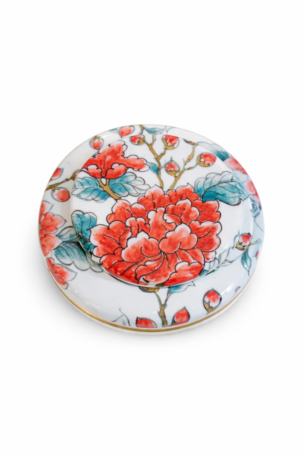 RED BLOSSOM JARS SET OF 2