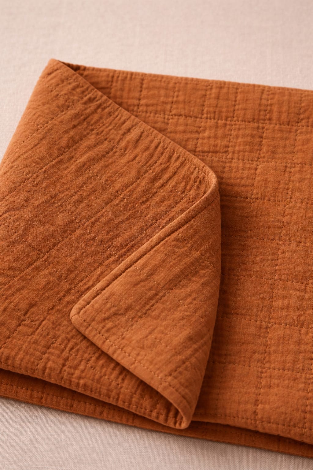 SOFT BED COVER RUST BROWN