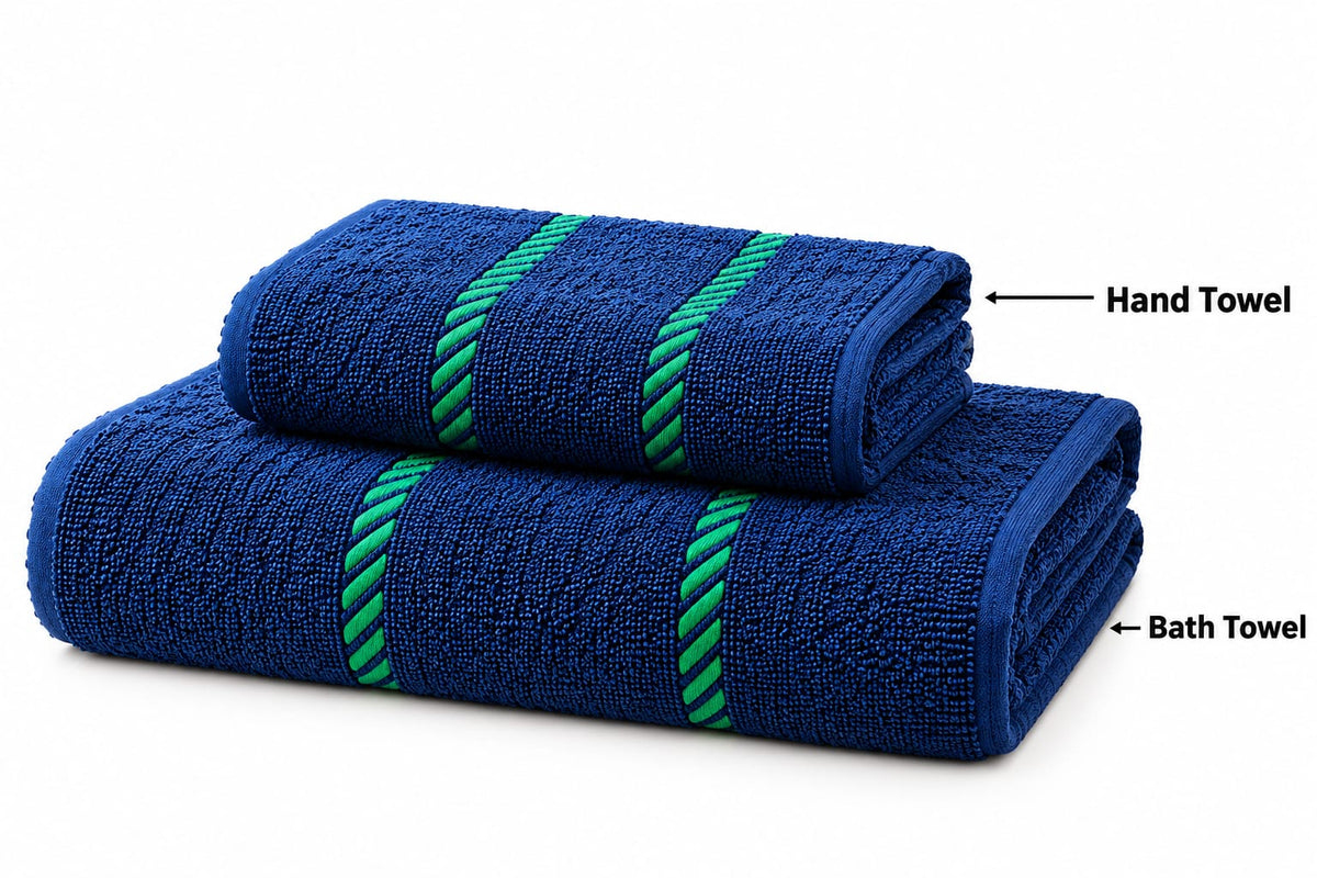 Blue Check Hand Towel Set 0f 2