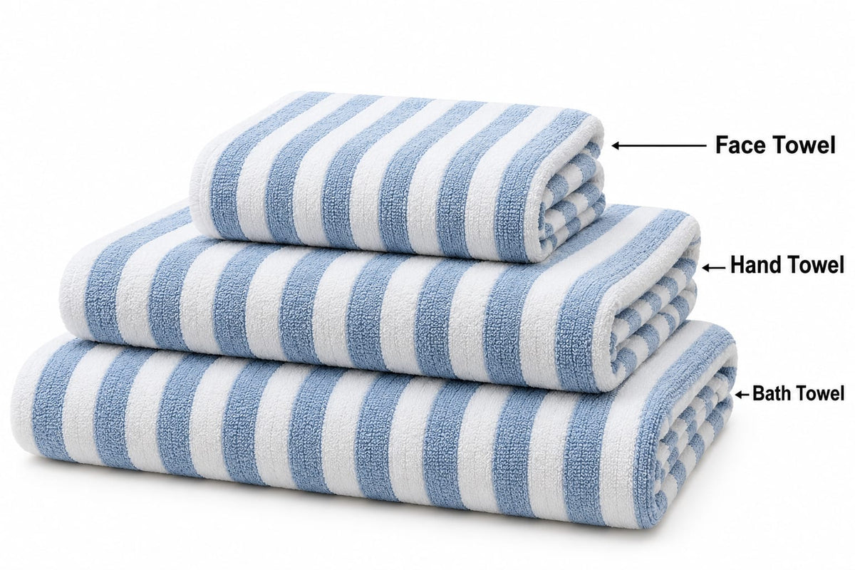 Lt Blue & White Check Hand Towel Set of 2