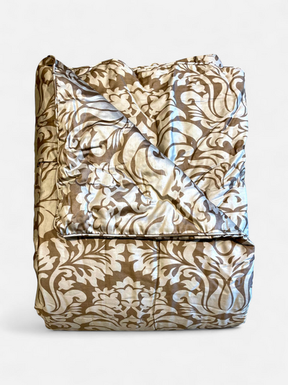 DAHILA  QUILTED COMFORTER SINGLE TAUPE & IVORY 54 x 90 IN