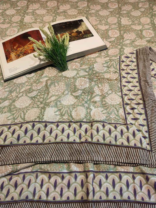 DESERT LILY DOHAR FOR DOUBLE BED SAGE GREEN 90 x 108 IN