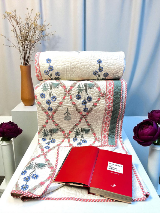 DELPHINE BEDSPREAD IVORY MULTI FLORAL WITH 2 PILLOWCASE 90 x 108 IN