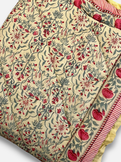 NARGIS QUILTED COMFORTER ANTIQUE IVORY ANTIQUE IVORY 90 x 108 IN