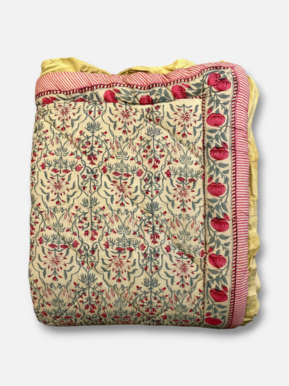 NARGIS QUILTED COMFORTER ANTIQUE IVORY ANTIQUE IVORY 90 x 108 IN