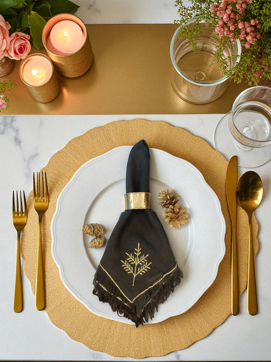 AURUM DINNER NAPKIN BLACK (SET OF 4)