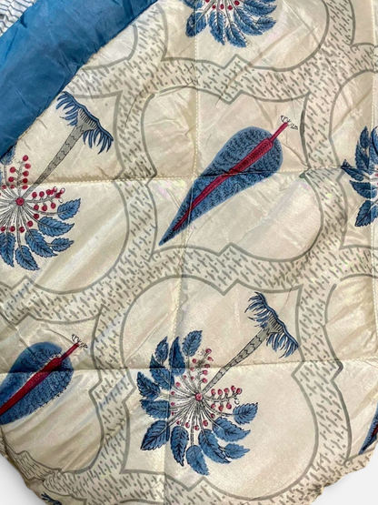 DELPHINA QUILTED COMFORTER IVORY WITH BLUE 90 x 108 IN