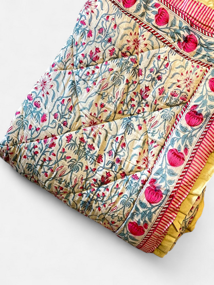 DEWDROP QUILTED COMFORTER SINGLE SOFT YELLOW 54 x 90 IN