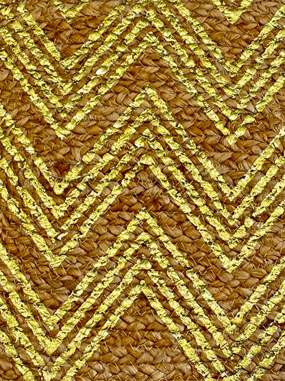 RIPPLED OVAL TABLE MAT GOLD & NATURAL (PER PC)