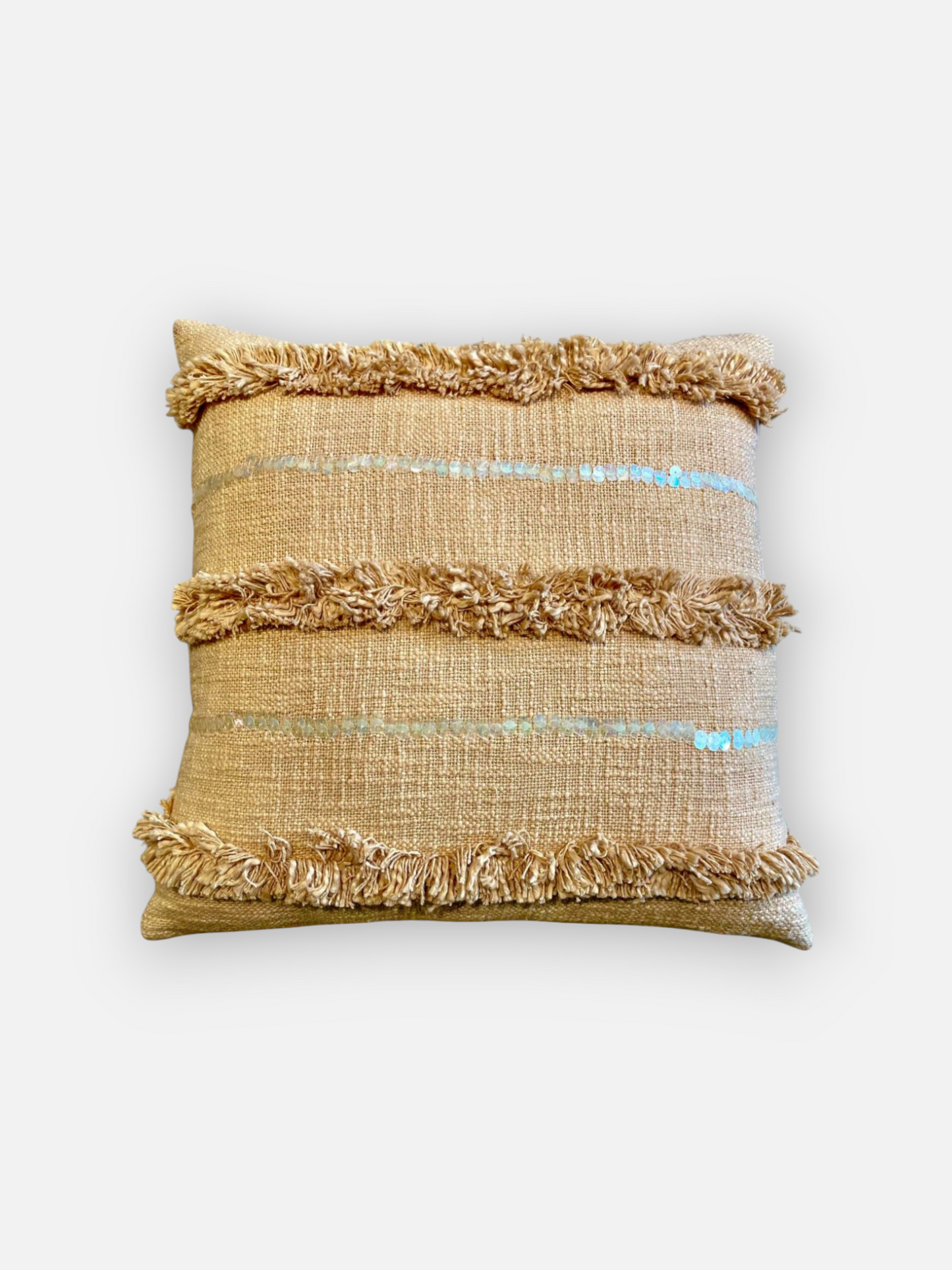 ROSELLE SEQUIN CUSHION BEIGE 18 x 18 IN