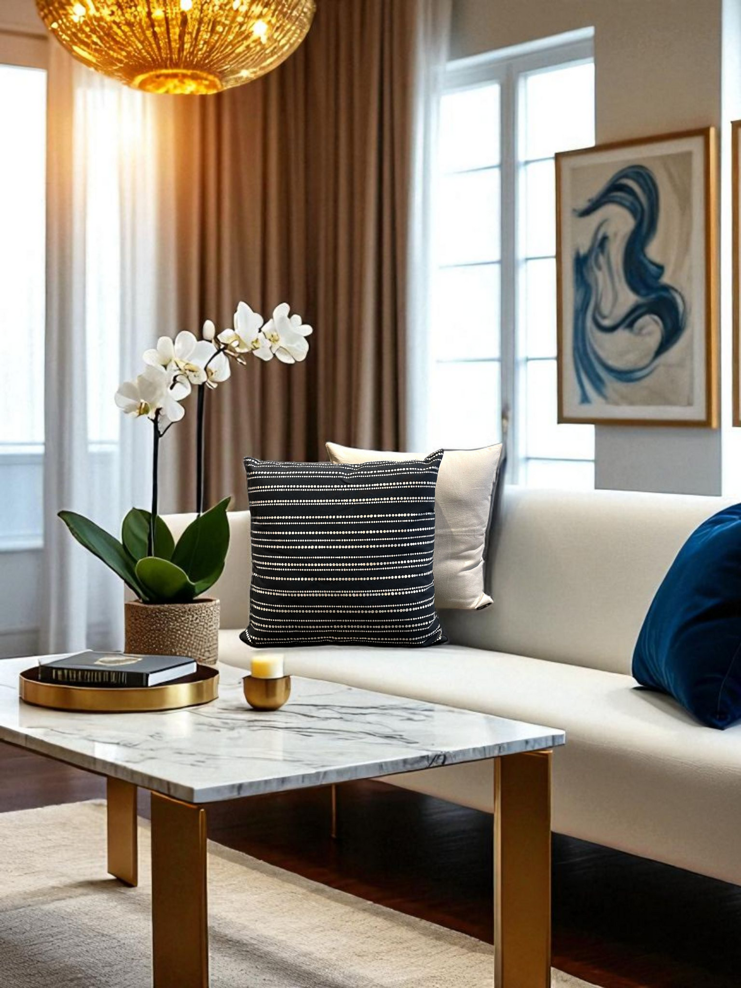 NOCTA LINES CUSHION WHITE & BLACK 20 x 20 IN